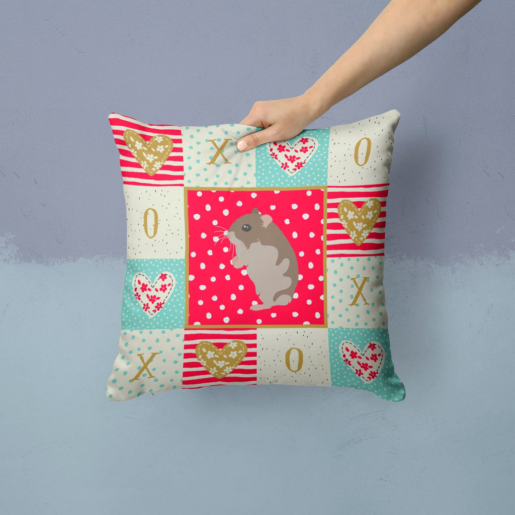 Dwarf Hamster Love Decorative Throw Pillow 14x14 Indoor Outdoor Accent Cushion, Fabric Cover with Insert for Sofa, Bed, Porch & Living Room