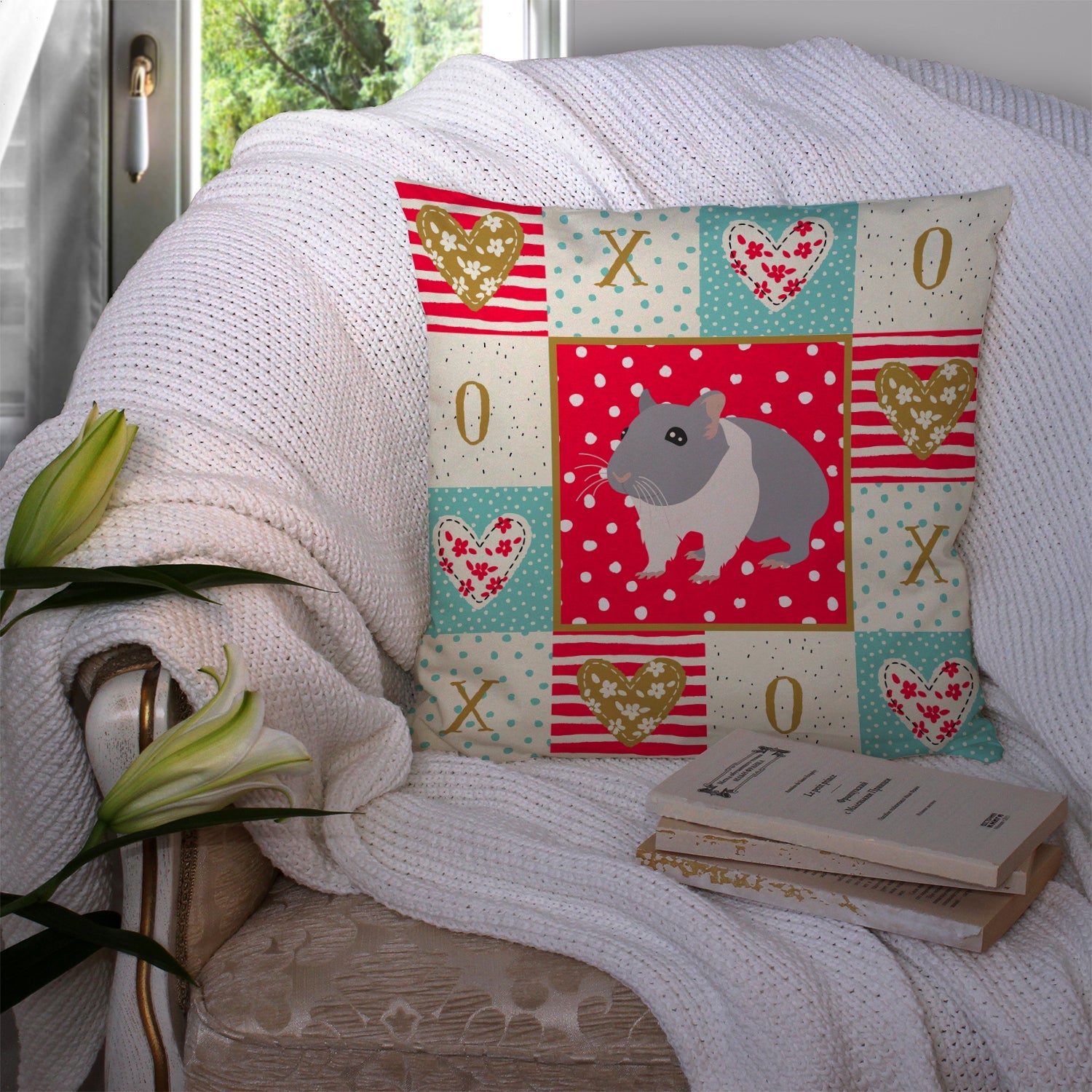 South African Hamster Love Decorative Throw Pillow 14x14 Indoor Outdoor Accent Cushion, Fabric Cover with Insert for Sofa, Bed, Porch & Living Room