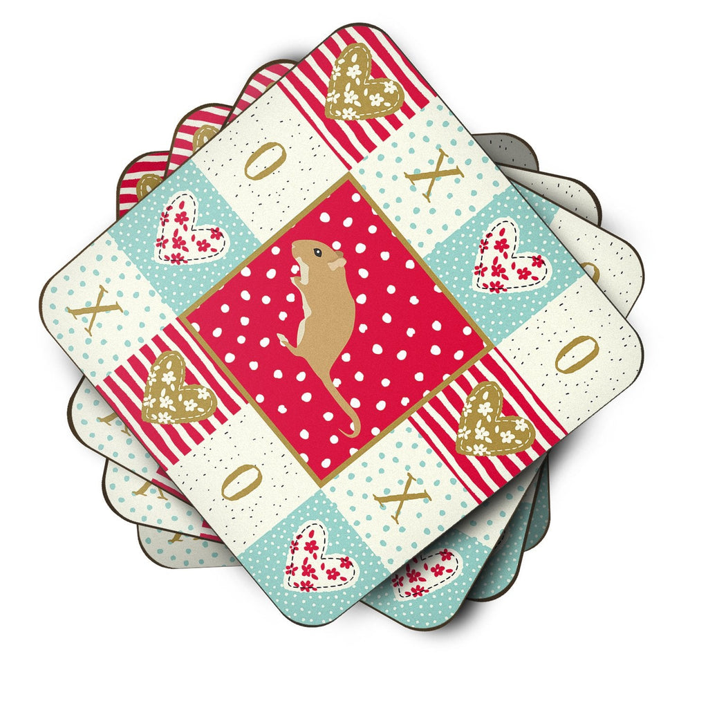 Gerbil Mouse Love Foam Coasters Set of 4 Cup Coasters for Indoor Outdoor, Tabletop Protection, Anti Slip, Mouse pad Material