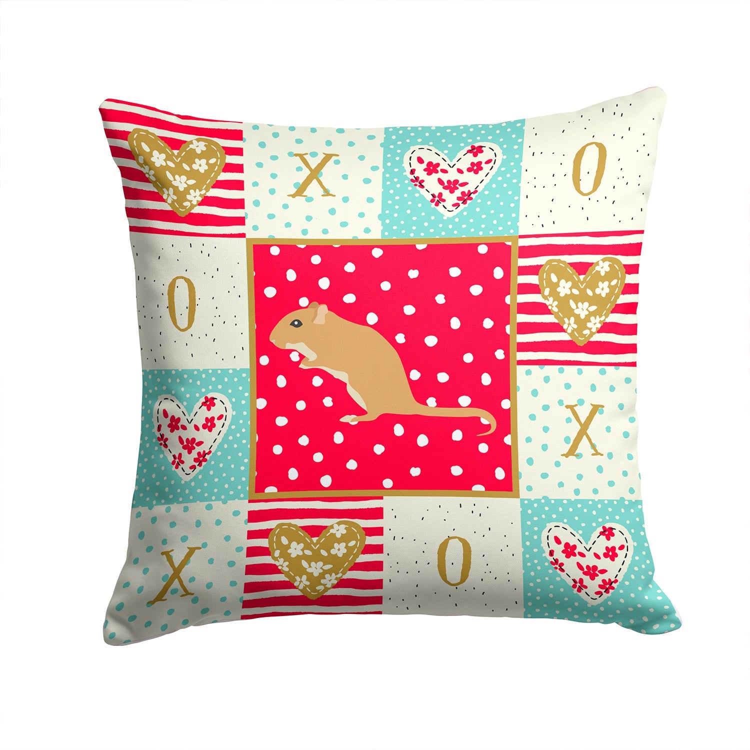 Gerbil Mouse Love Decorative Throw Pillow 14x14 Indoor Outdoor Accent Cushion, Fabric Cover with Insert for Sofa, Bed, Porch & Living Room