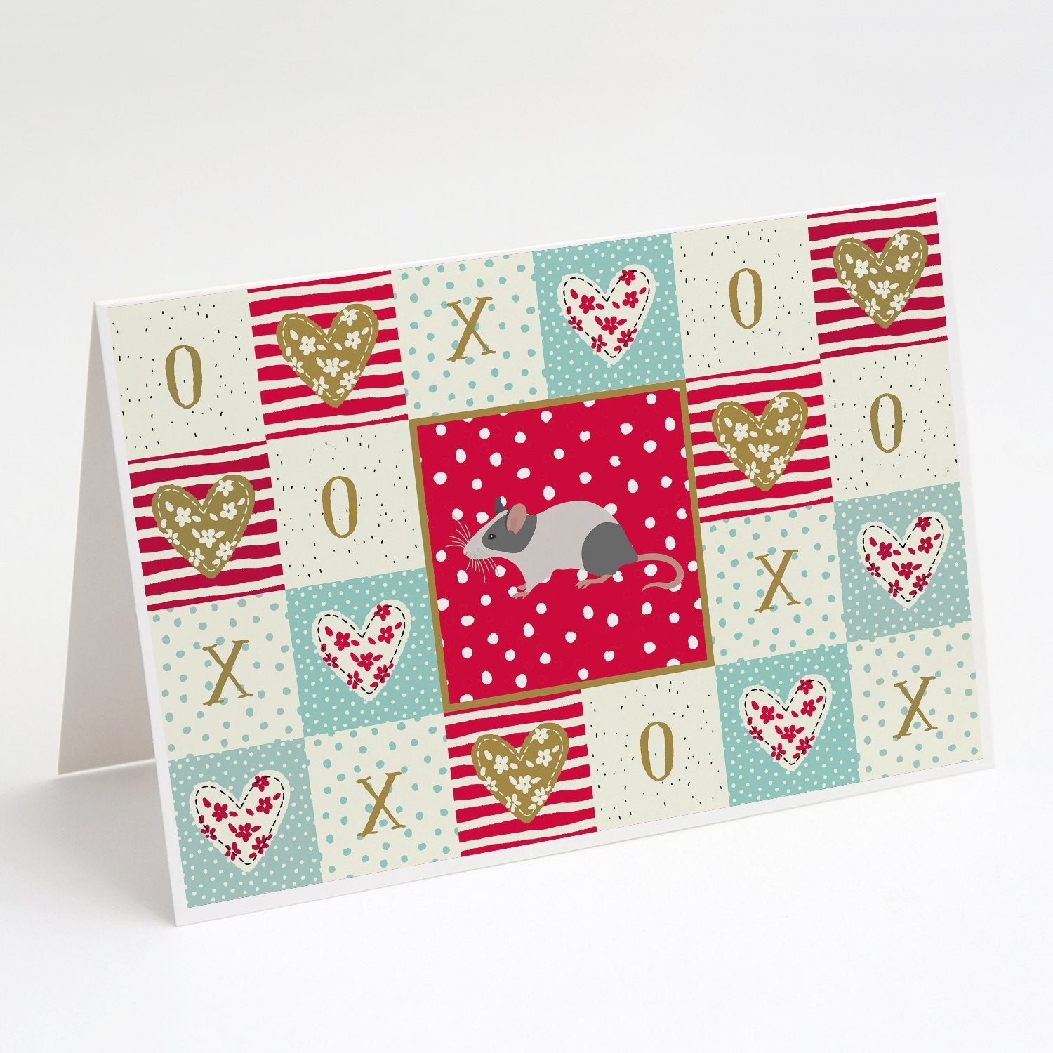 Japanese Mouse Love Greeting Cards Pack of 8 Blank Cards with Envelopes Whimsical A7 Size 5x7