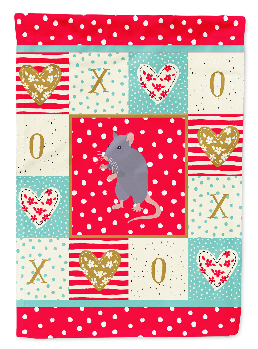 Blue Rat Love House Flag 28x40 Porch Sleeve Pole Decorative Outside Yard Banner Artwork Wall Hanging, Polyester