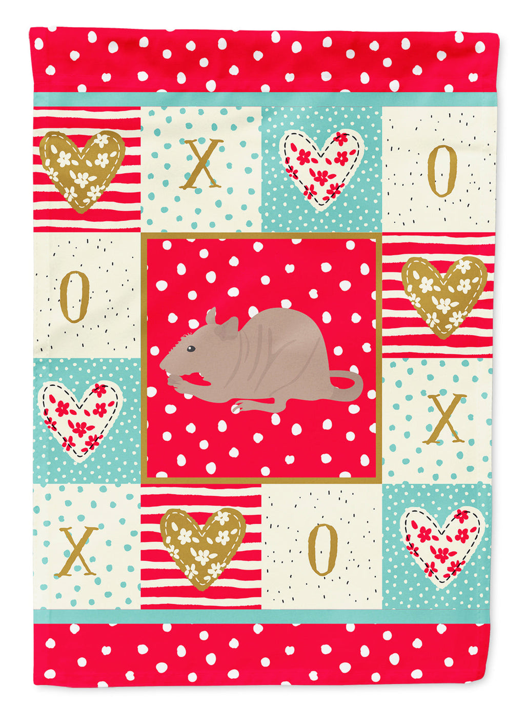 Fuzz Rat Love House Flag 28x40 Porch Sleeve Pole Decorative Outside Yard Banner Artwork Wall Hanging, Polyester