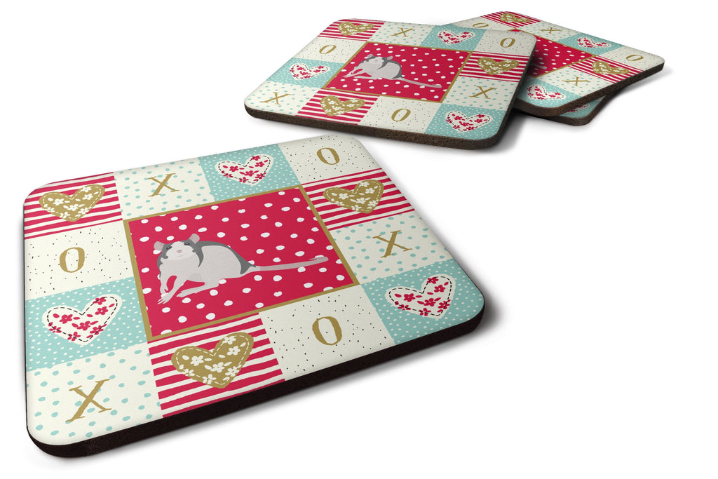 Husky Rat Love Foam Coasters Set of 4 Cup Coasters for Indoor Outdoor, Tabletop Protection, Anti Slip, Mouse pad Material