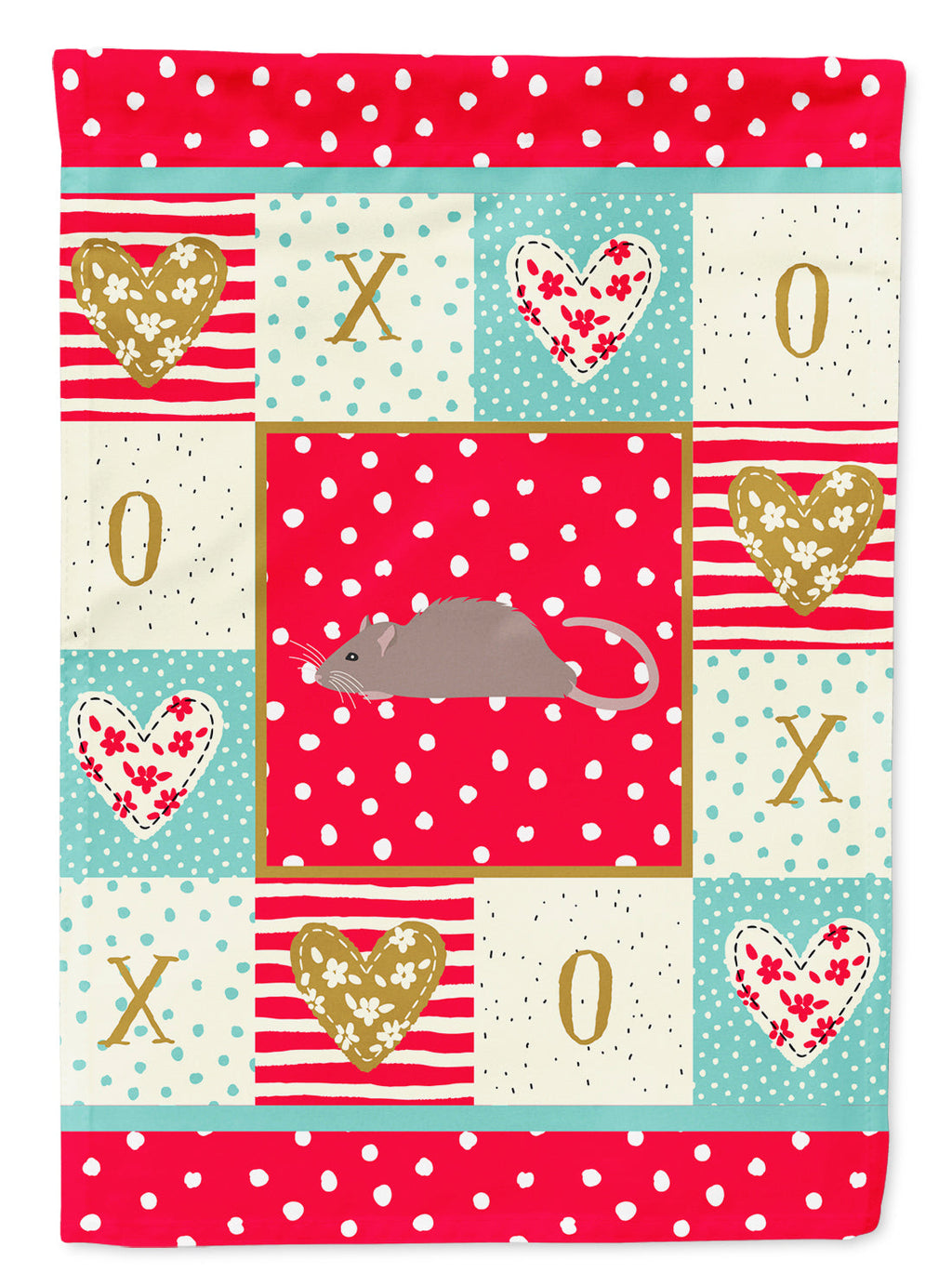 Satin Rat Love House Flag 28x40 Porch Sleeve Pole Decorative Outside Yard Banner Artwork Wall Hanging, Polyester