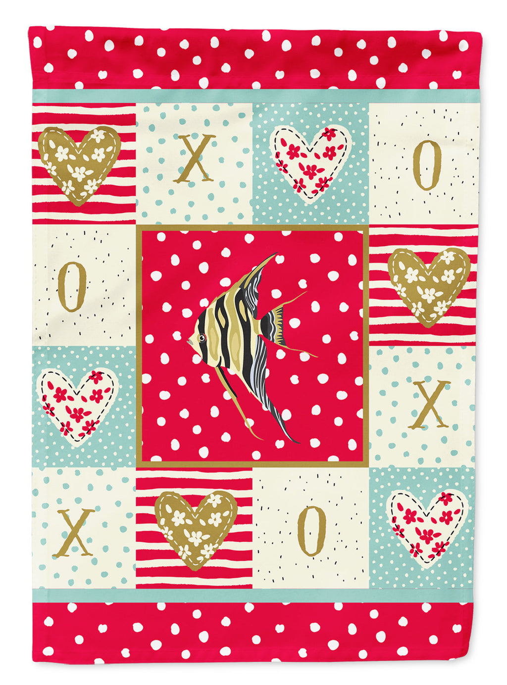 Angelfish Love House Flag 28x40 Porch Sleeve Pole Decorative Outside Yard Banner Artwork Wall Hanging, Polyester