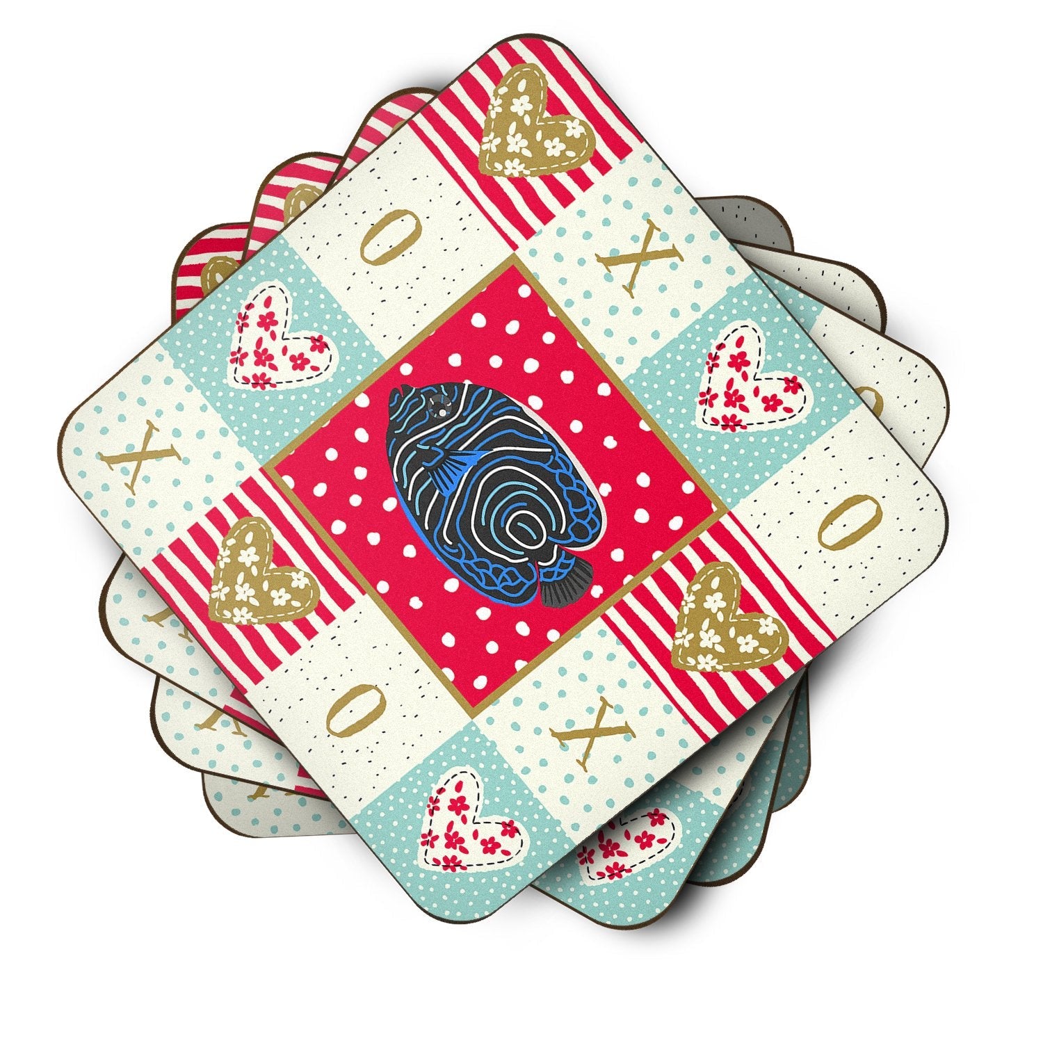 Emperor Angelfish Love Foam Coasters Set of 4 Cup Coasters for Indoor Outdoor, Tabletop Protection, Anti Slip, Mouse pad Material