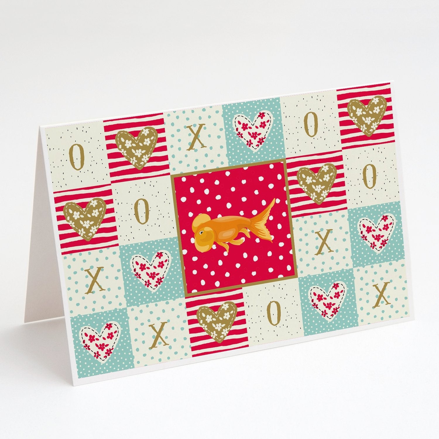 Bubble Eyed Goldfish Love Greeting Cards Pack of 8 Blank Cards with Envelopes Whimsical A7 Size 5x7