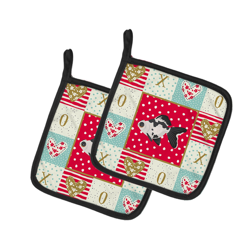 Telescope Eye Goldfish Love Pot Holder Set of 2 Heat Resistant Quilted Hot Pads 7.5 x 7.5 Inch, Insulated Kitchen Trivets for Cooking & Baking