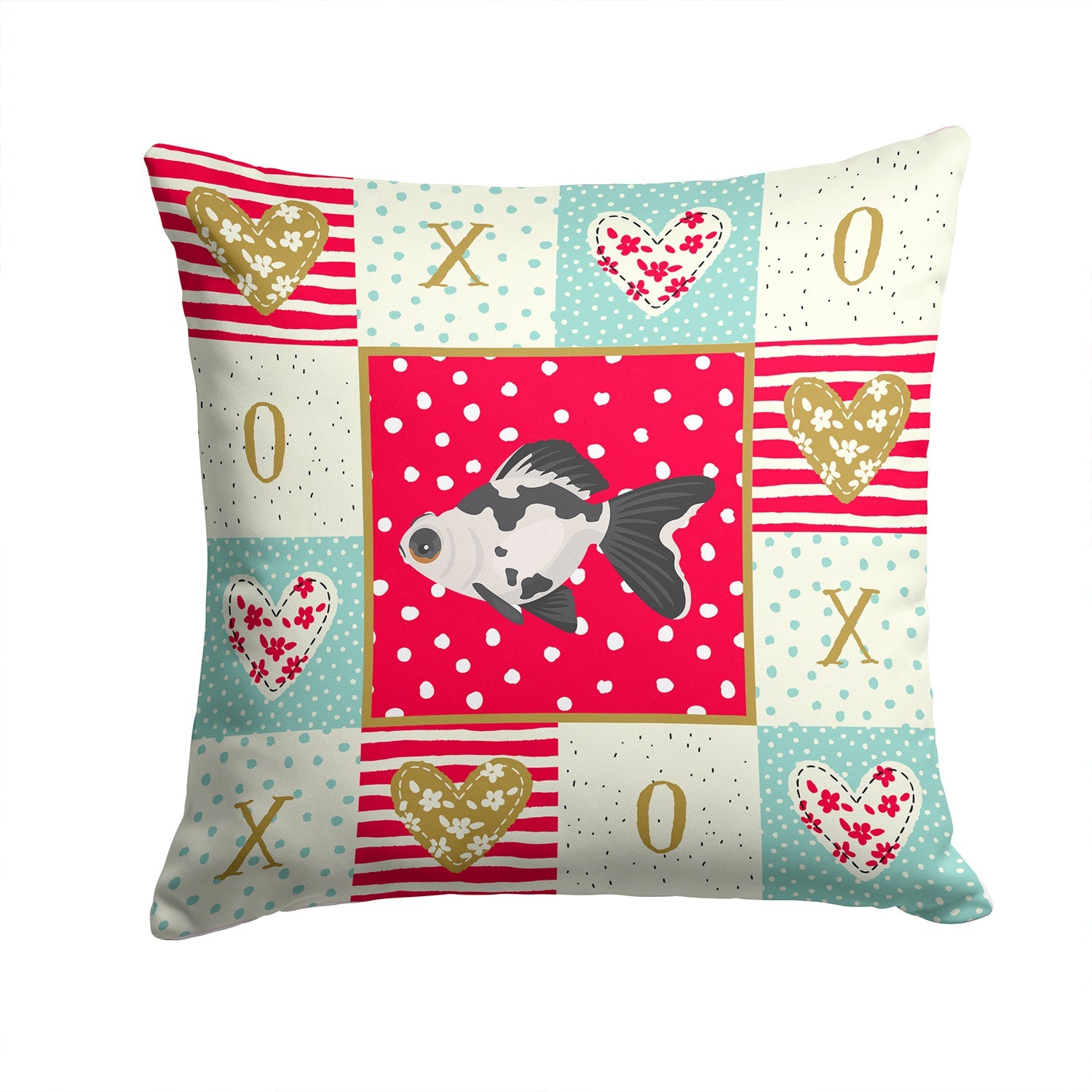Telescope Eye Goldfish Love Decorative Throw Pillow 14x14 Indoor Outdoor Accent Cushion, Fabric Cover with Insert for Sofa, Bed, Porch & Living Room