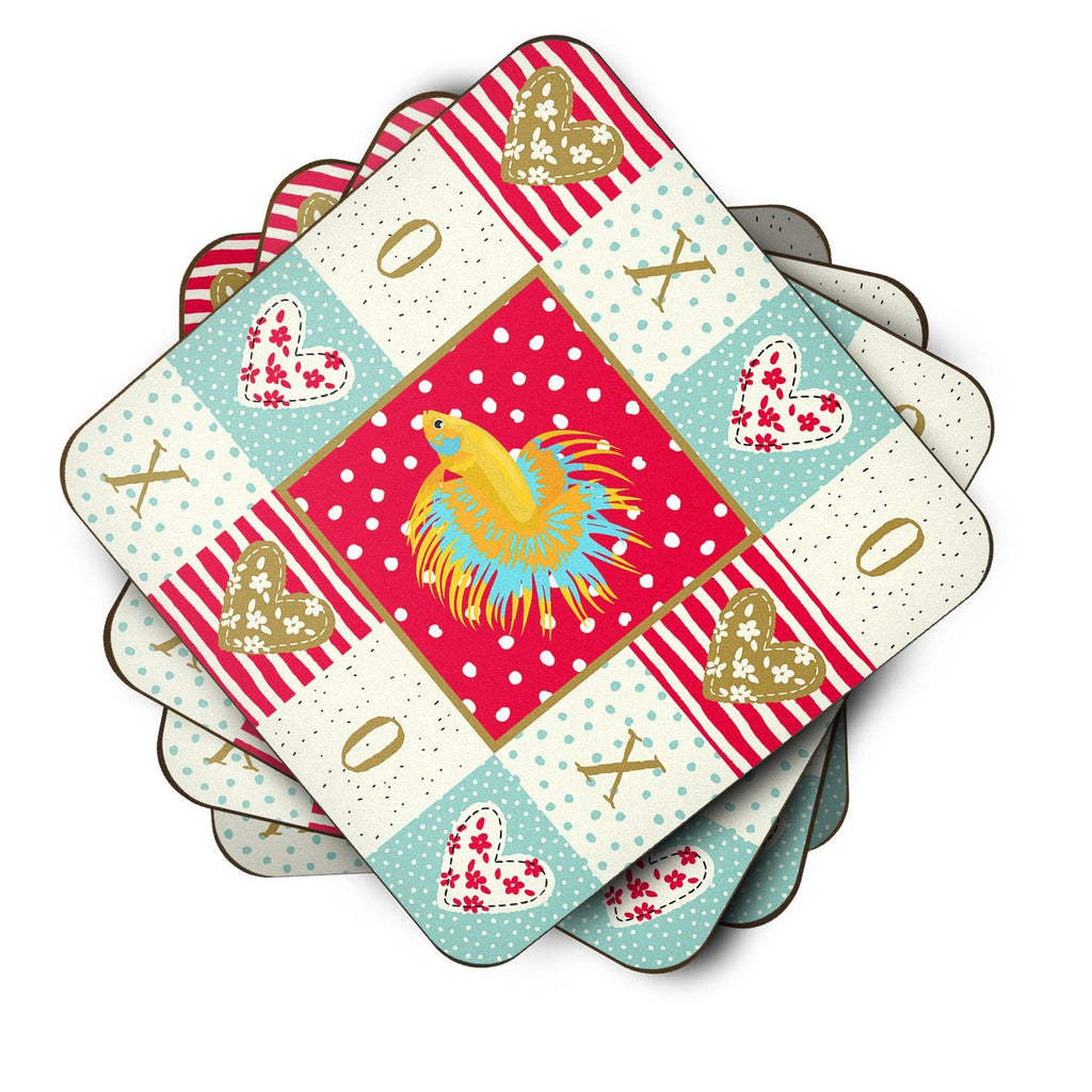 CrownTail Betta Love Foam Coasters Set of 4 Cup Coasters for Indoor Outdoor, Tabletop Protection, Anti Slip, Mouse pad Material