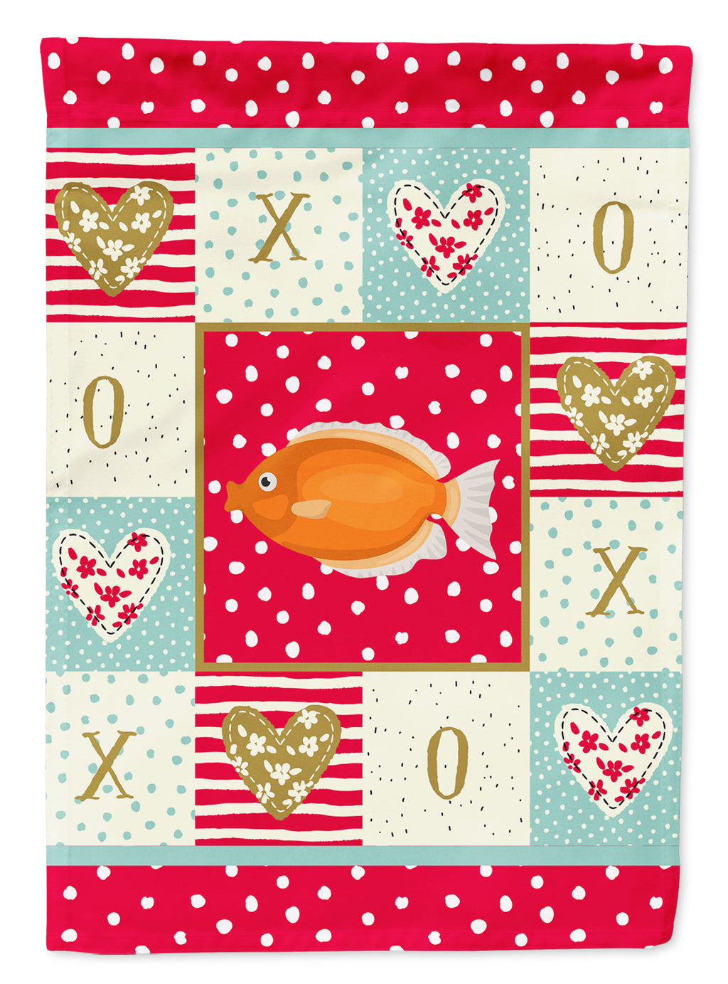 Kissing Gourami Love House Flag 28x40 Porch Sleeve Pole Decorative Outside Yard Banner Artwork Wall Hanging, Polyester