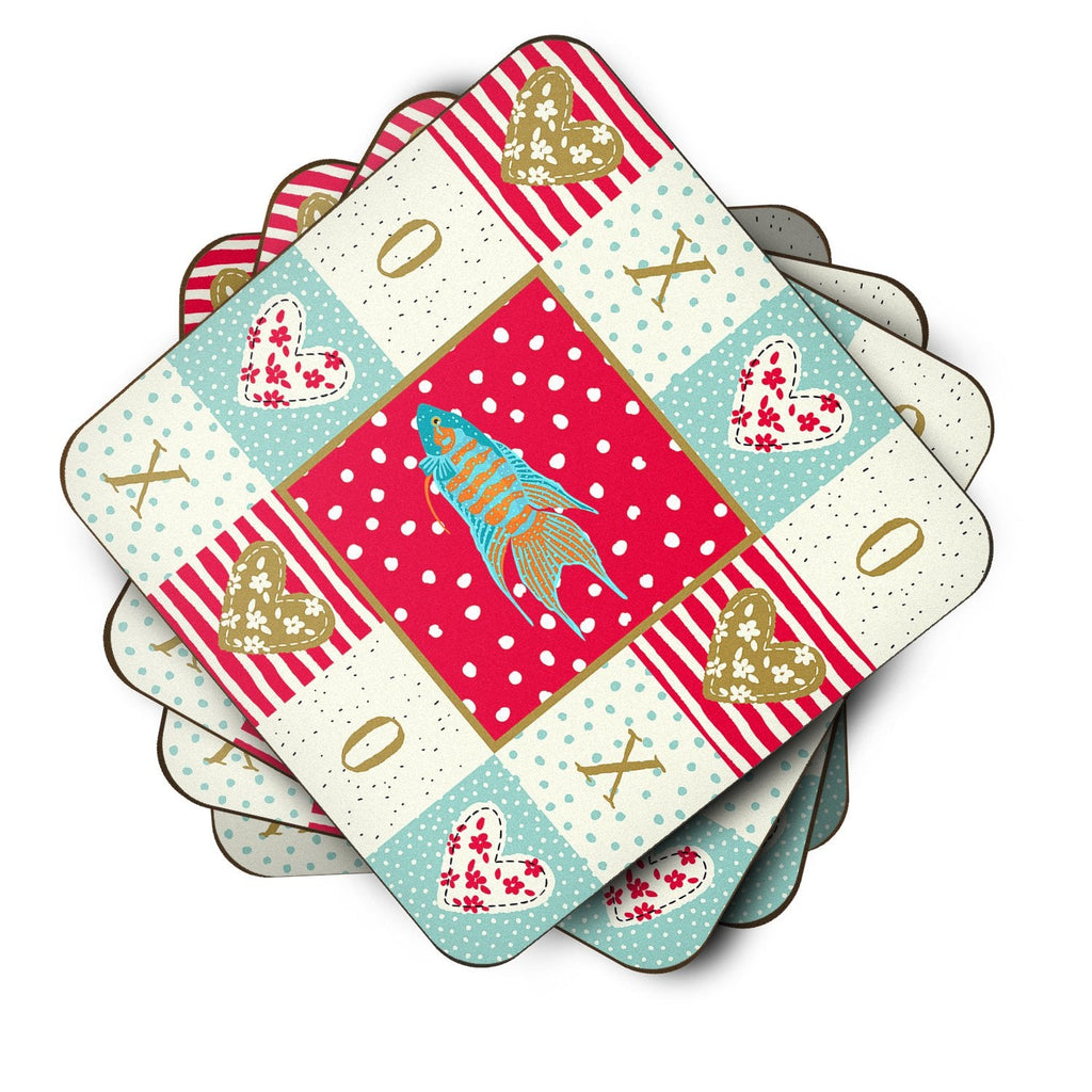 Paradise Fish Love Foam Coasters Set of 4 Cup Coasters for Indoor Outdoor, Tabletop Protection, Anti Slip, Mouse pad Material