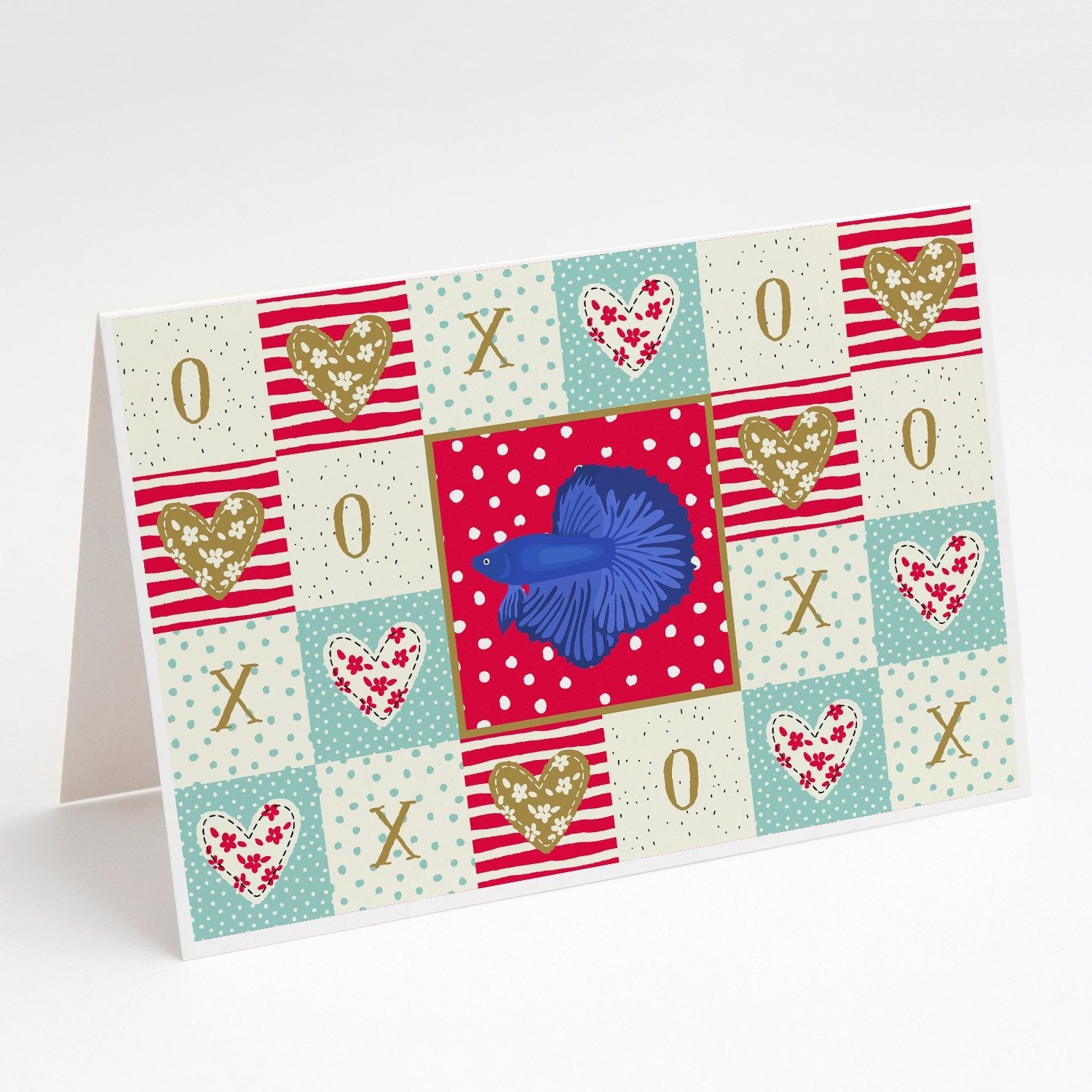 Super Delta Tail Betta Love Greeting Cards Pack of 8 Blank Cards with Envelopes Whimsical A7 Size 5x7