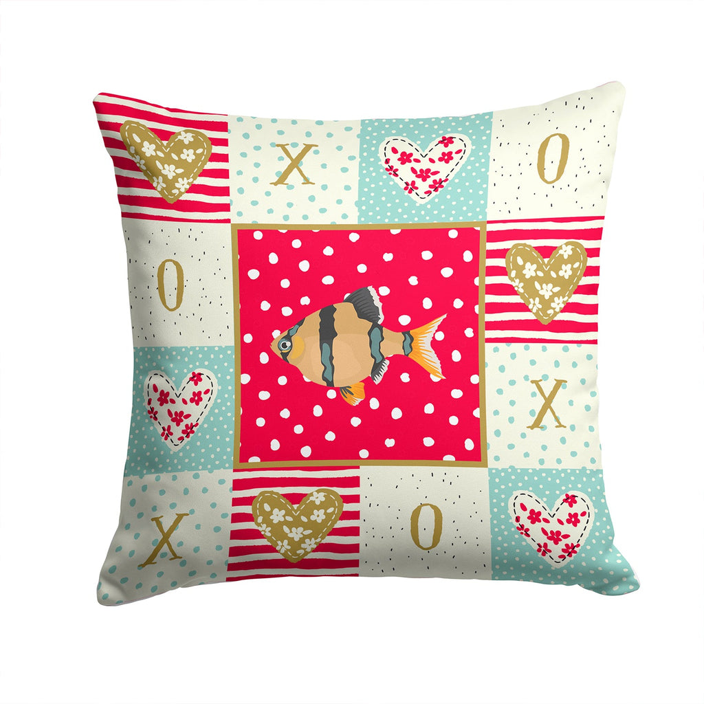 Tiger Barb Love Decorative Throw Pillow 14x14 Indoor Outdoor Accent Cushion, Fabric Cover with Insert for Sofa, Bed, Porch & Living Room