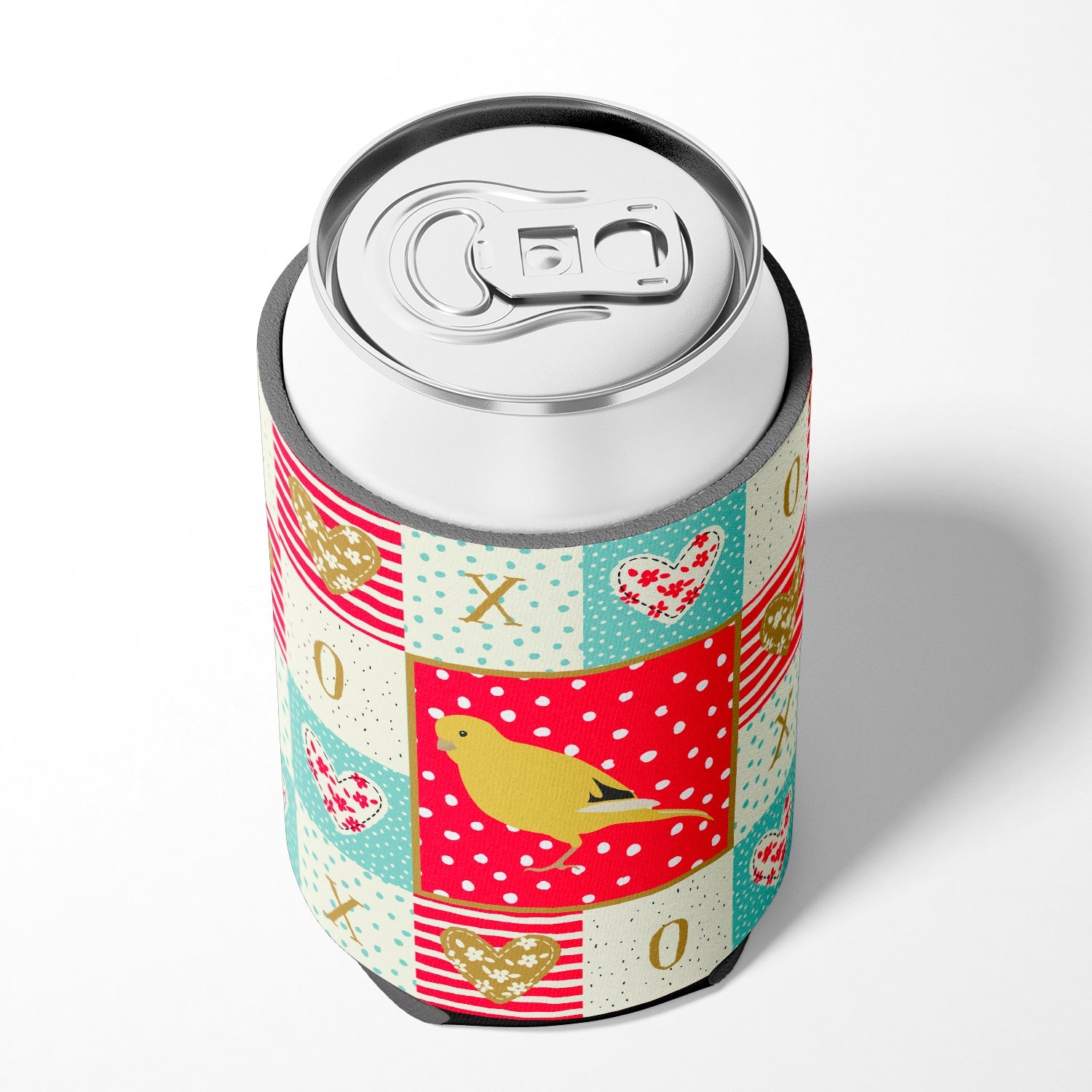 Border Canary Love Can or Bottle Hugger Cooler Sleeve for Standard 12 oz Cans, Insulated Foam Beer & Soda Can Hugger Reusable