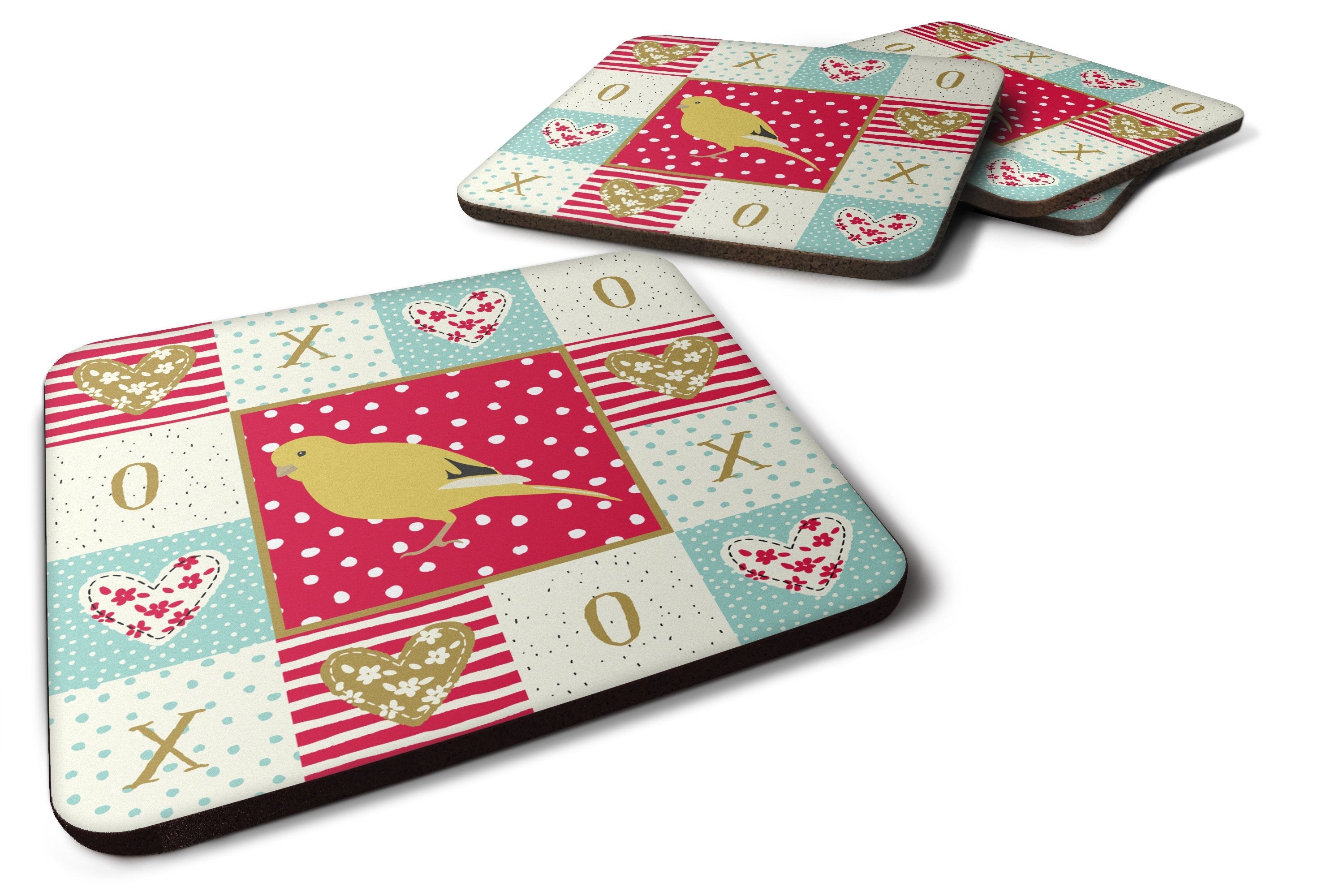 Border Canary Love Foam Coasters Set of 4 Cup Coasters for Indoor Outdoor, Tabletop Protection, Anti Slip, Mouse pad Material