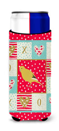 Border Canary Love Slim Can Hugger , Insulated Foam Hugger for 12 oz Slim Cans, Beer Bottles & Water Bottles, Printed in USA
