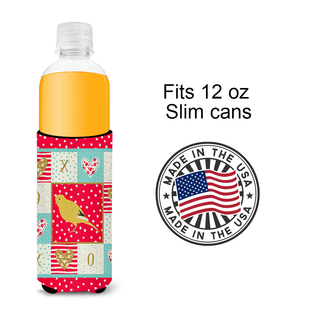 Border Canary Love Slim Can Hugger , Insulated Foam Hugger for 12 oz Slim Cans, Beer Bottles & Water Bottles, Printed in USA