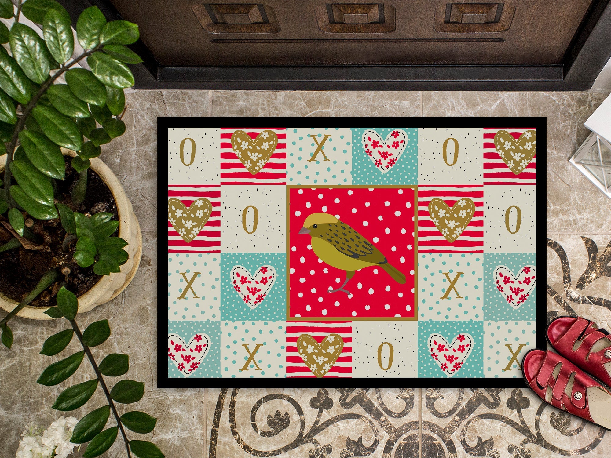 Lizard Canary Love Doormat Indoor Outdoor 18H X 27W Front Door Mat Rugs for Entryway, Non Slip Washable
