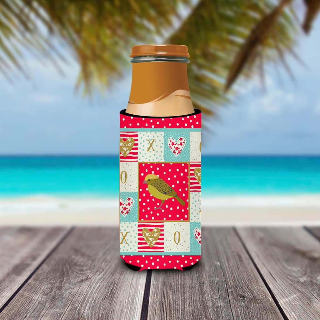 Lizard Canary Love Slim Can Hugger , Insulated Foam Hugger for 12 oz Slim Cans, Beer Bottles & Water Bottles, Printed in USA