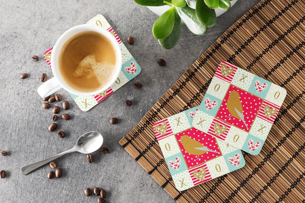 Norwich Canary Love Foam Coasters Set of 4 Cup Coasters for Indoor Outdoor, Tabletop Protection, Anti Slip, Mouse pad Material