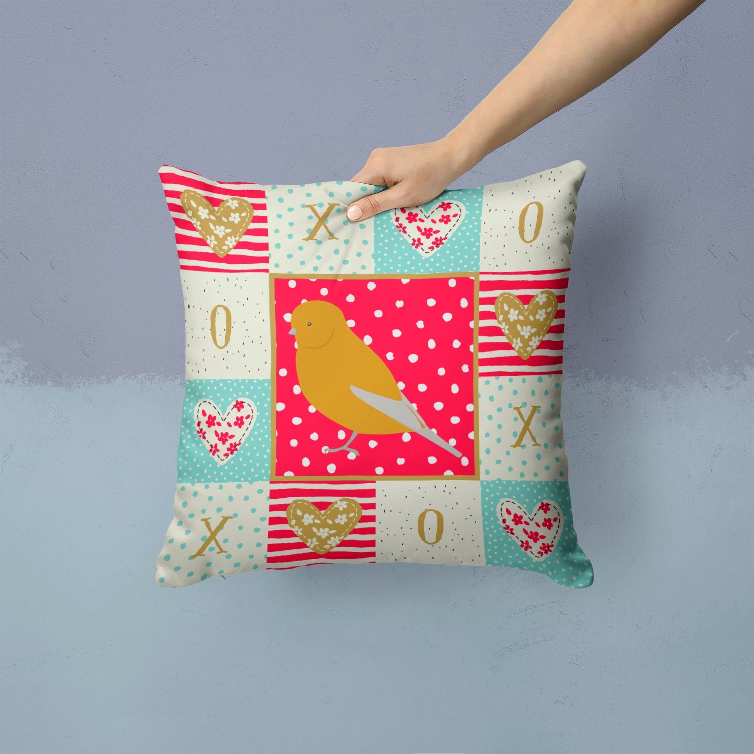 Norwich Canary Love Decorative Throw Pillow 14x14 Indoor Outdoor Accent Cushion, Fabric Cover with Insert for Sofa, Bed, Porch & Living Room