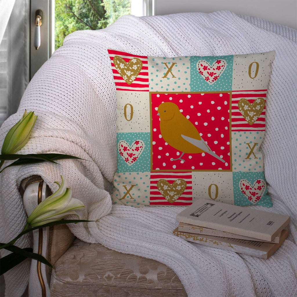 Norwich Canary Love Decorative Throw Pillow 14x14 Indoor Outdoor Accent Cushion, Fabric Cover with Insert for Sofa, Bed, Porch & Living Room