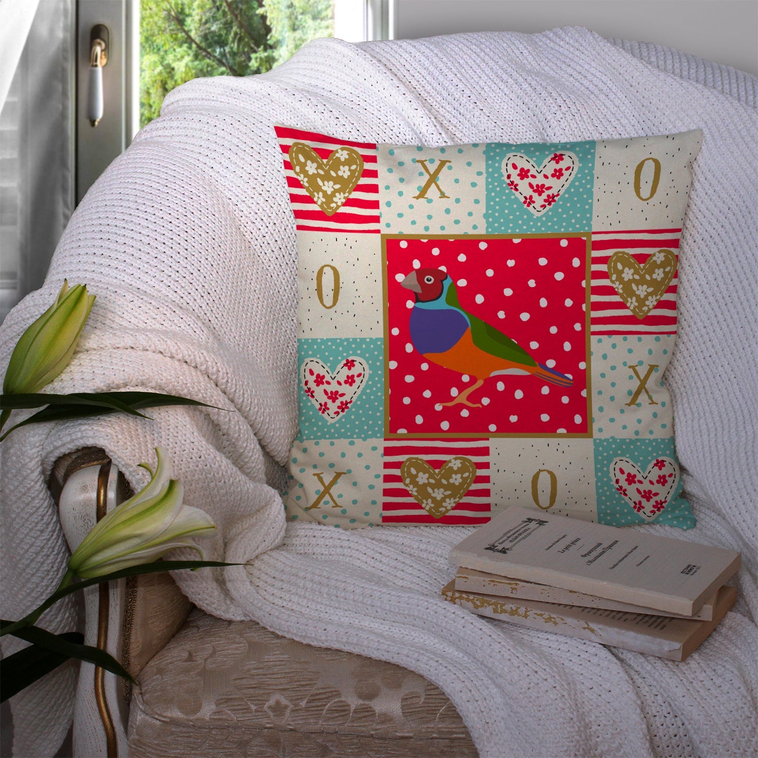Amadina Love Decorative Throw Pillow 14x14 Indoor Outdoor Accent Cushion, Fabric Cover with Insert for Sofa, Bed, Porch & Living Room