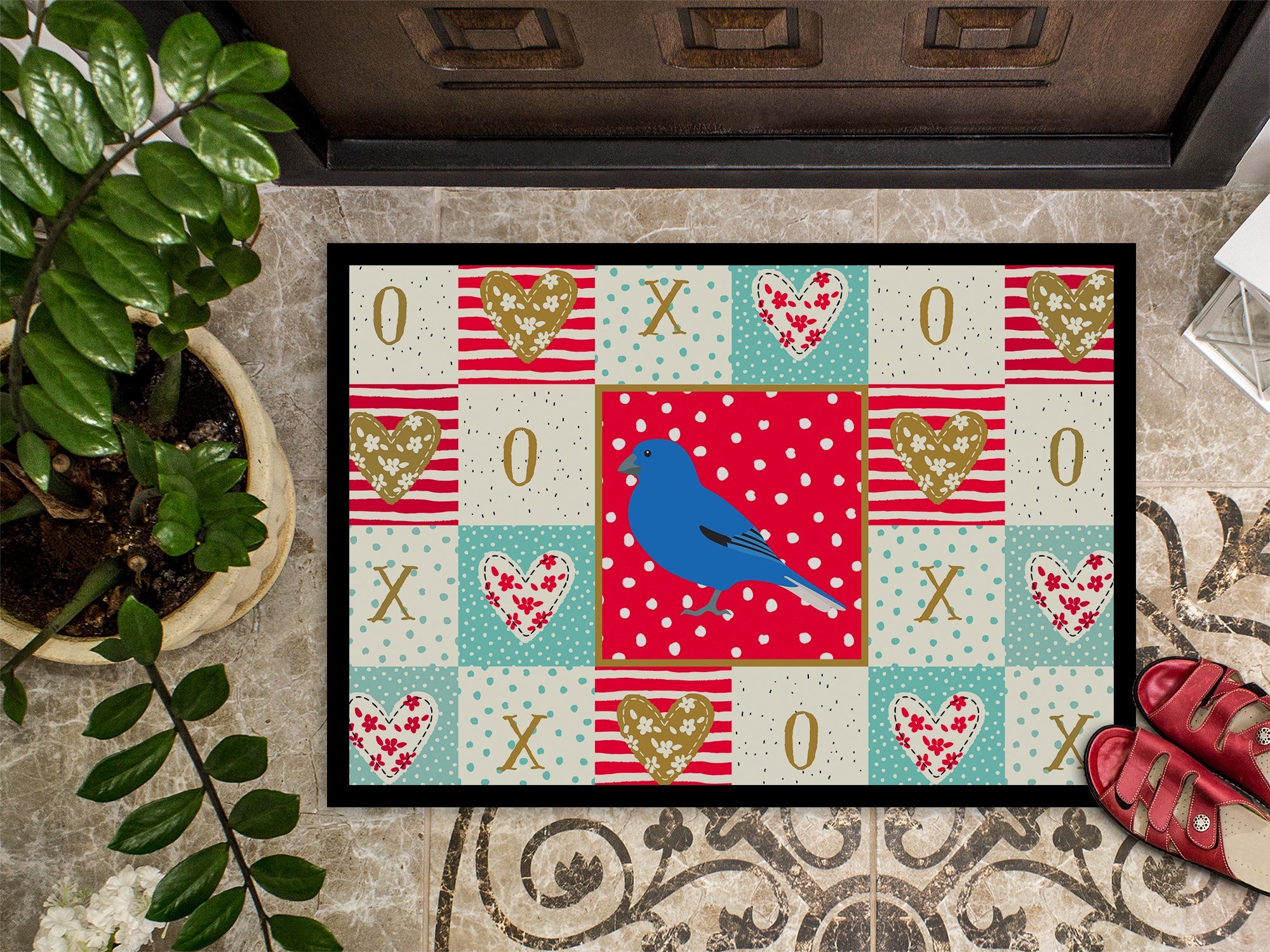Bunting Love Doormat Indoor Outdoor 18H X 27W Front Door Mat Rugs for Entryway, Non Slip Washable