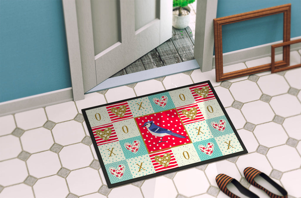 Jay Bird Love Doormat Indoor Outdoor 24H X 36W Front Door Mat Rugs for Entryway, Non Slip Washable Low Pile,