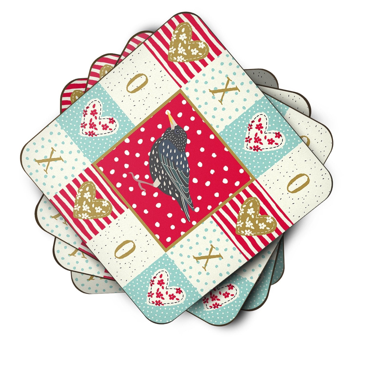 Starling Love Foam Coasters Set of 4 Cup Coasters for Indoor Outdoor, Tabletop Protection, Anti Slip, Mouse pad Material