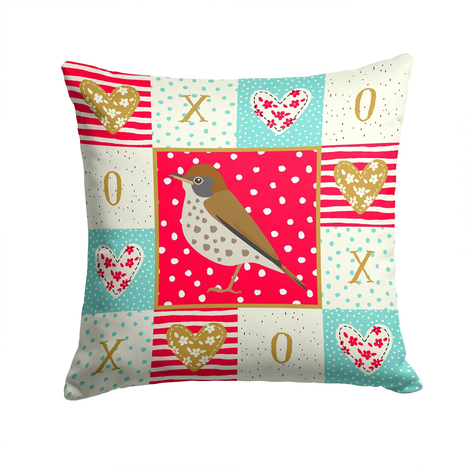 Thrush Love Decorative Throw Pillow 14x14 Indoor Outdoor Accent Cushion, Fabric Cover with Insert for Sofa, Bed, Porch & Living Room