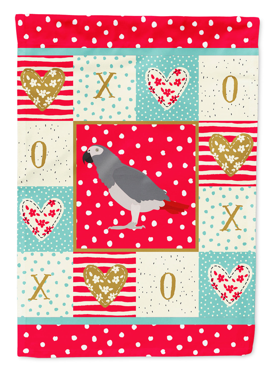 African Grey Parrot Love House Flag 28x40 Porch Sleeve Pole Decorative Outside Yard Banner Artwork Wall Hanging, Polyester