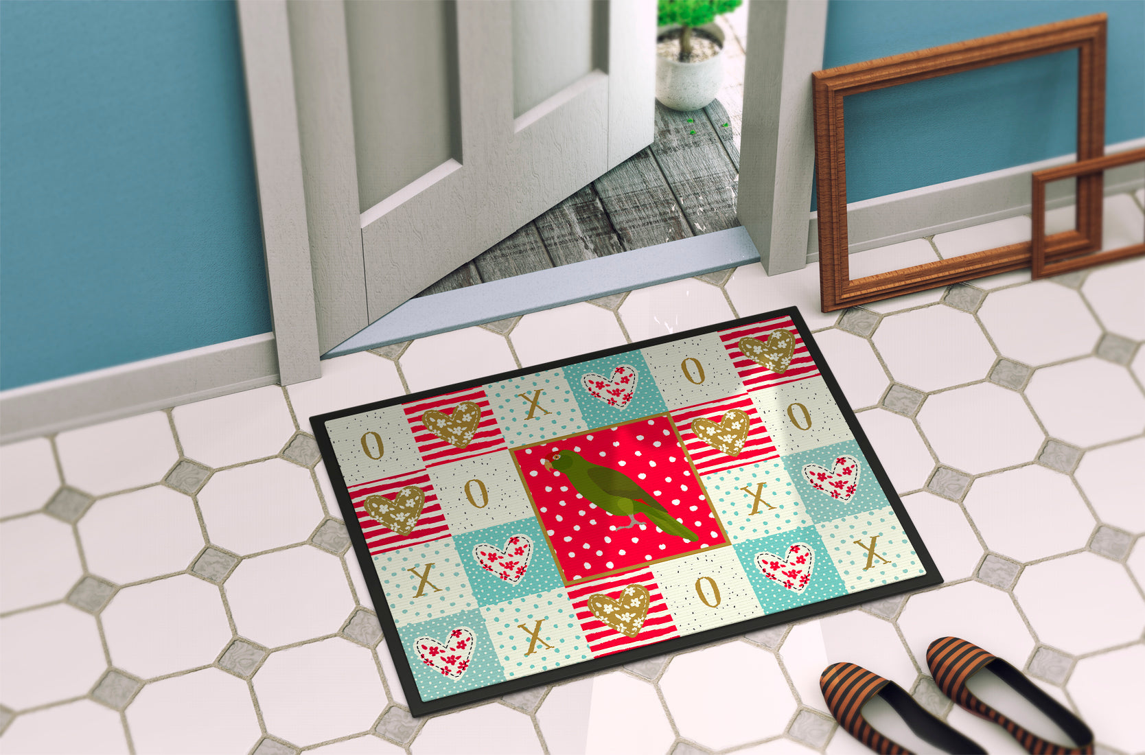 Amazon Parrot Love Doormat Indoor Outdoor 18H X 27W Front Door Mat Rugs for Entryway, Non Slip Washable