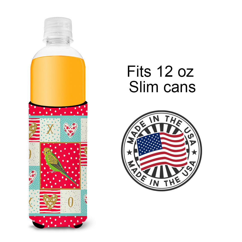 Budgerigar Love Slim Can Hugger , Insulated Foam Hugger for 12 oz Slim Cans, Beer Bottles & Water Bottles, Printed in USA