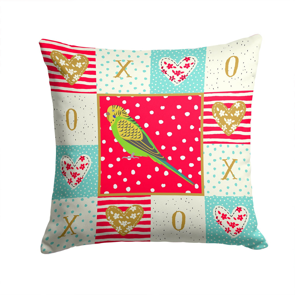Budgerigar Love Decorative Throw Pillow 14x14 Indoor Outdoor Accent Cushion, Fabric Cover with Insert for Sofa, Bed, Porch & Living Room