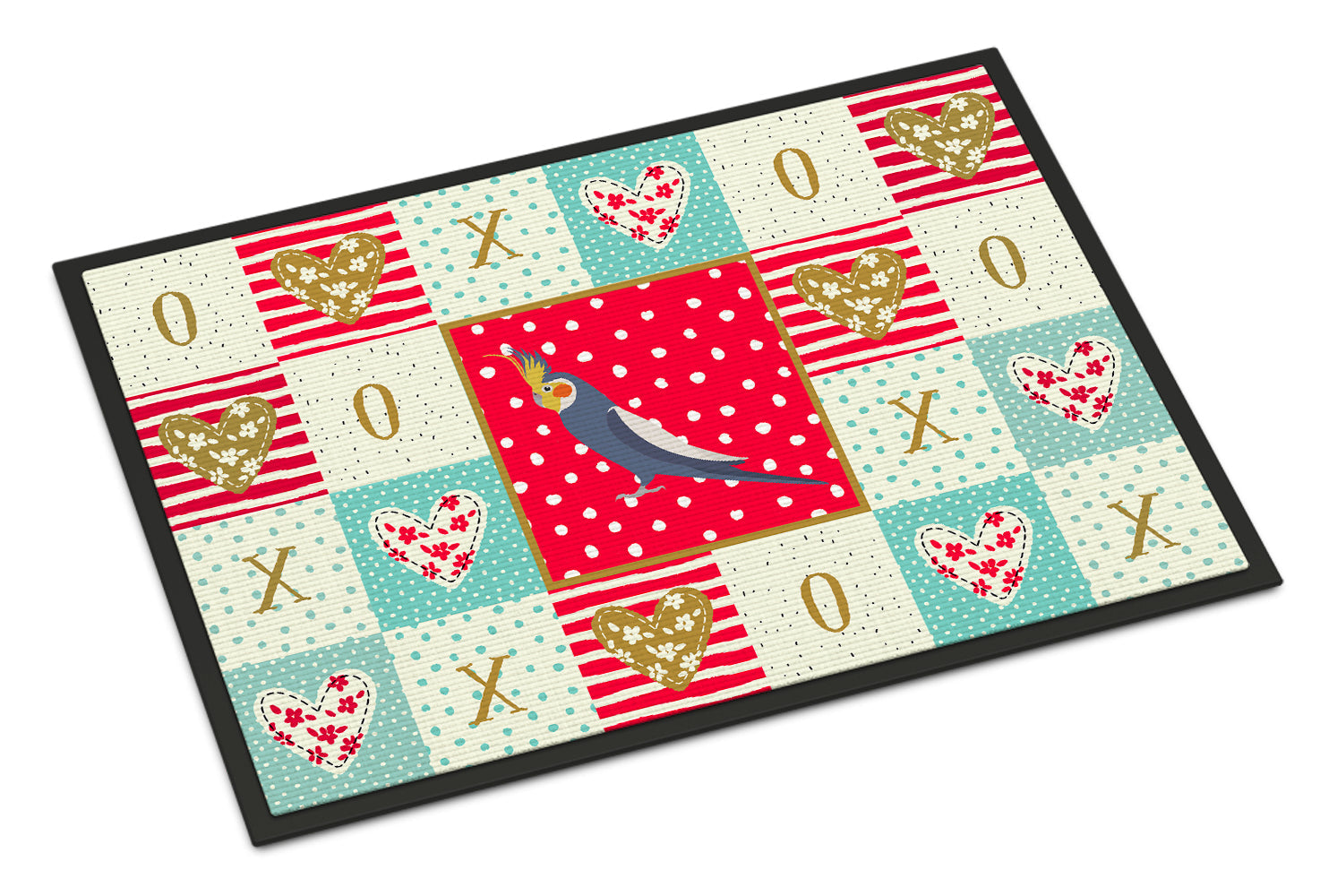 Cockatiel Love Doormat Indoor Outdoor 18H X 27W Front Door Mat Rugs for Entryway, Non Slip Washable