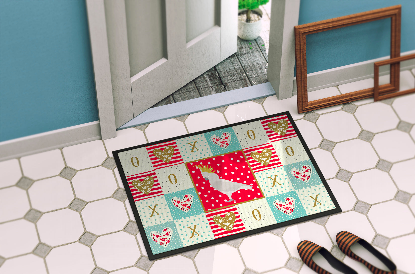 Cockatoo Love Doormat Indoor Outdoor 24H X 36W Front Door Mat Rugs for Entryway, Non Slip Washable Low Pile,
