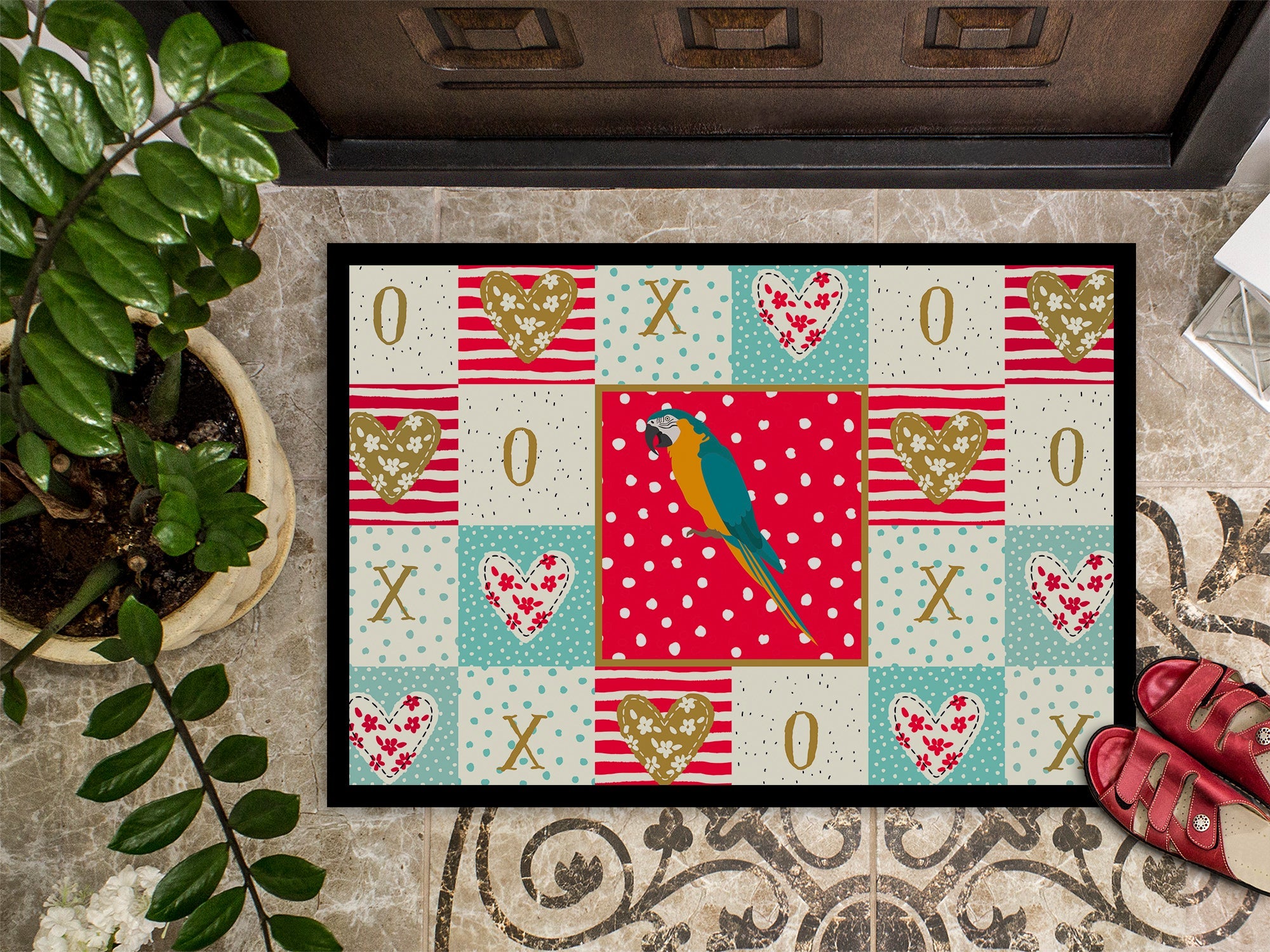 Macaw Love Doormat Indoor Outdoor 18H X 27W Front Door Mat Rugs for Entryway, Non Slip Washable