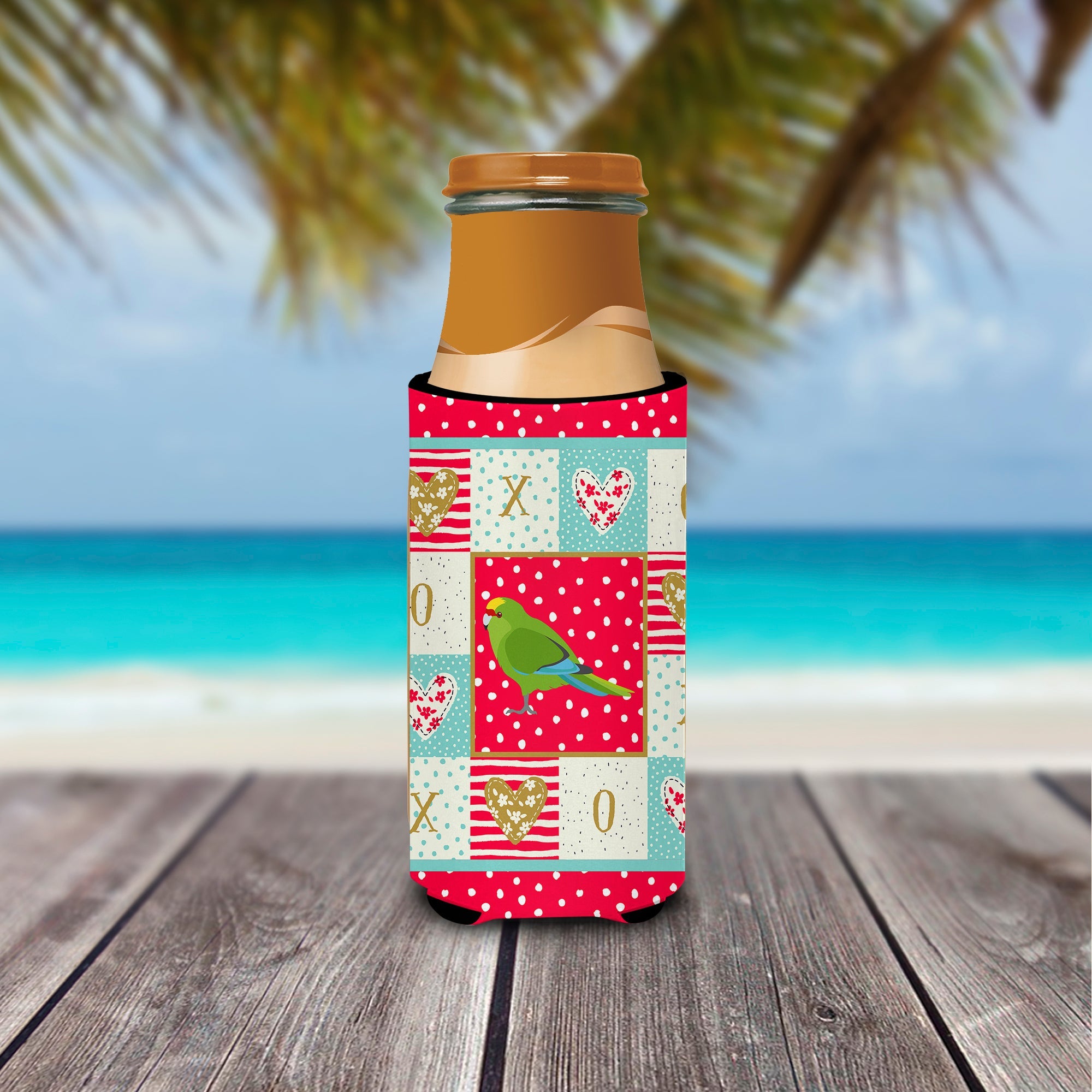 New Zealand Parakeet Love Slim Can Hugger , Insulated Foam Hugger for 12 oz Slim Cans, Beer Bottles & Water Bottles, Printed in USA