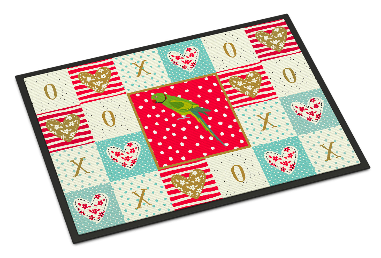 Ring-Necked Parakeet Love Doormat Indoor Outdoor 24H X 36W Front Door Mat Rugs for Entryway, Non Slip Washable Low Pile,