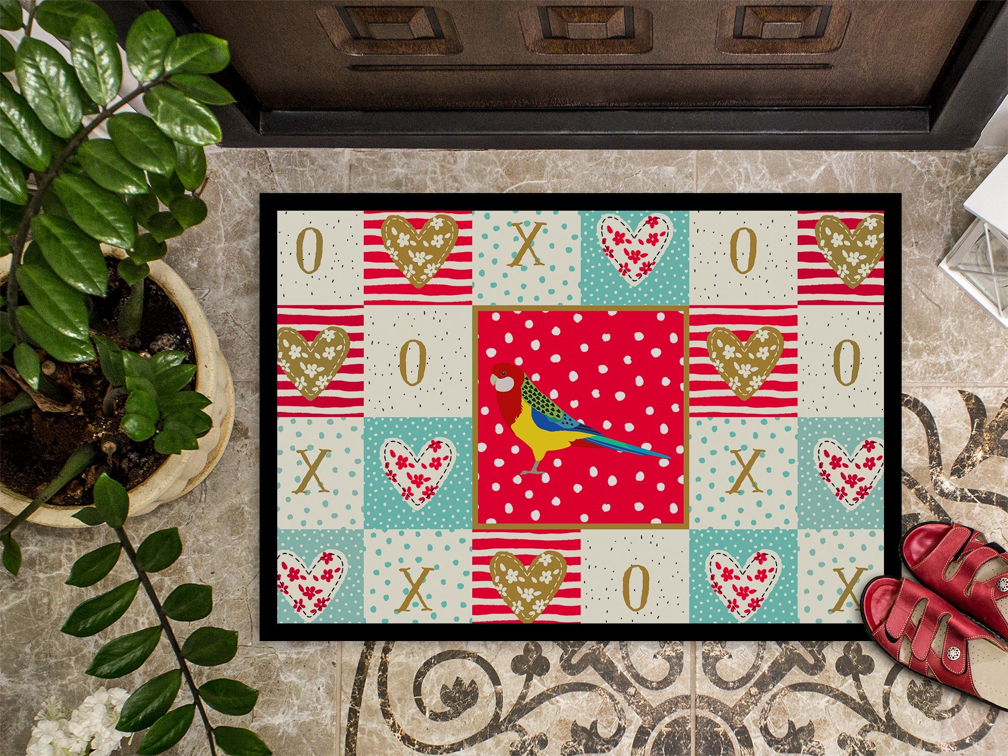 Rosella Love Doormat Indoor Outdoor 24H X 36W Front Door Mat Rugs for Entryway, Non Slip Washable Low Pile,