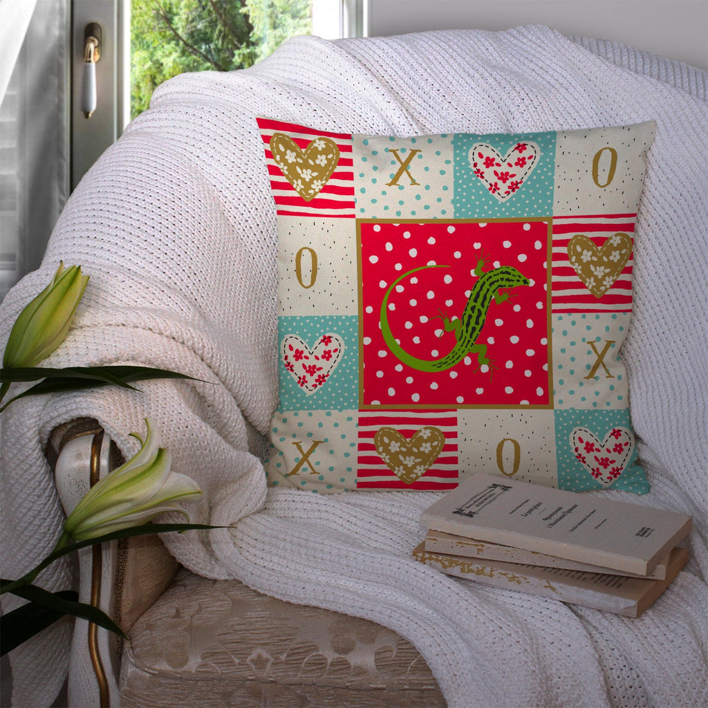 Lizard Decorative Throw Pillow 14x14 Indoor Outdoor Accent Cushion, Fabric Cover with Insert for Sofa, Bed, Porch & Living Room