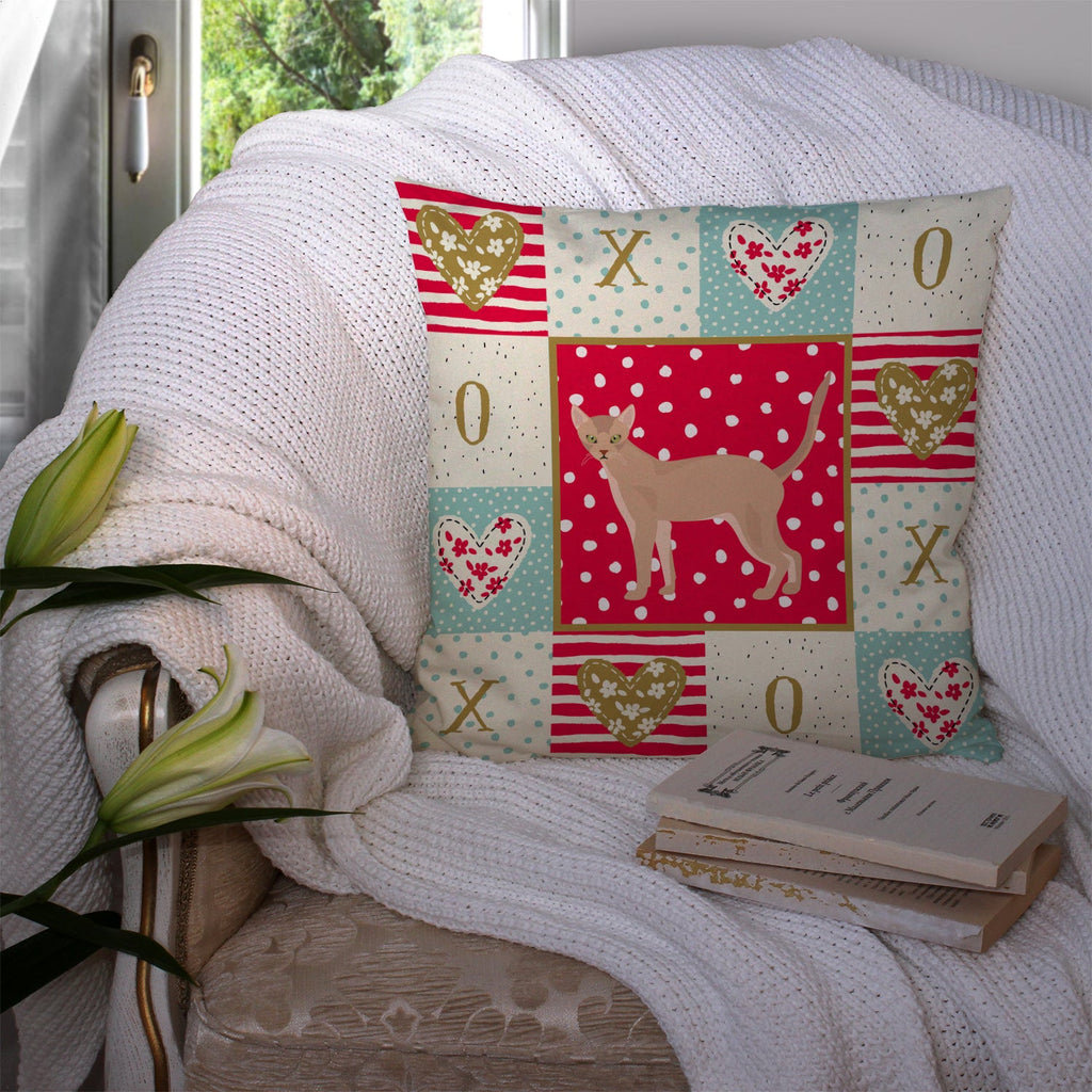 Fawn Abyssinian Cat Love Decorative Throw Pillow 14x14 Indoor Outdoor Accent Cushion, Fabric Cover with Insert for Sofa, Bed, Porch & Living Room
