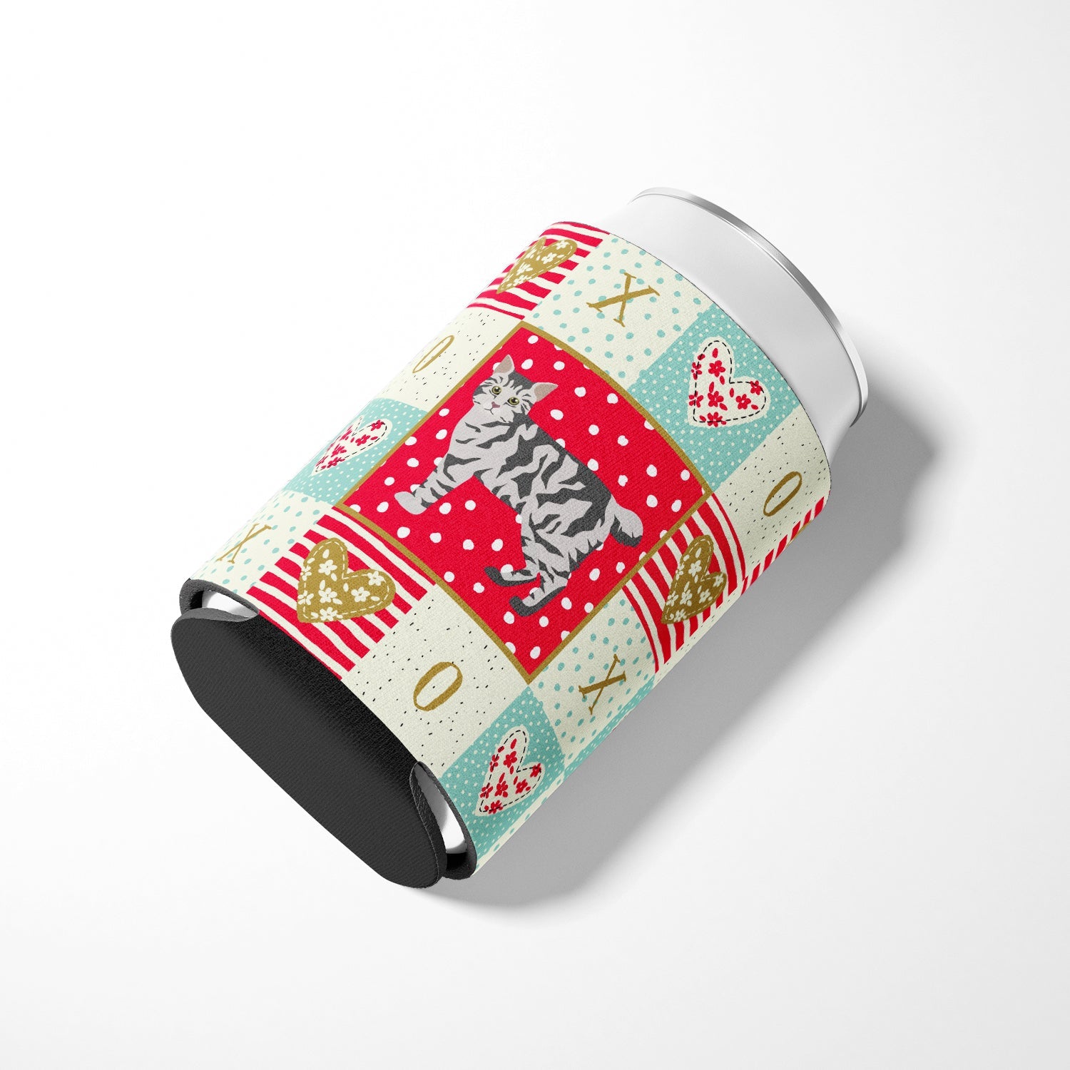 American Bobtail #1 Cat Love Can or Bottle Hugger Cooler Sleeve for Standard 12 oz Cans, Insulated Foam Beer & Soda Can Hugger Reusable
