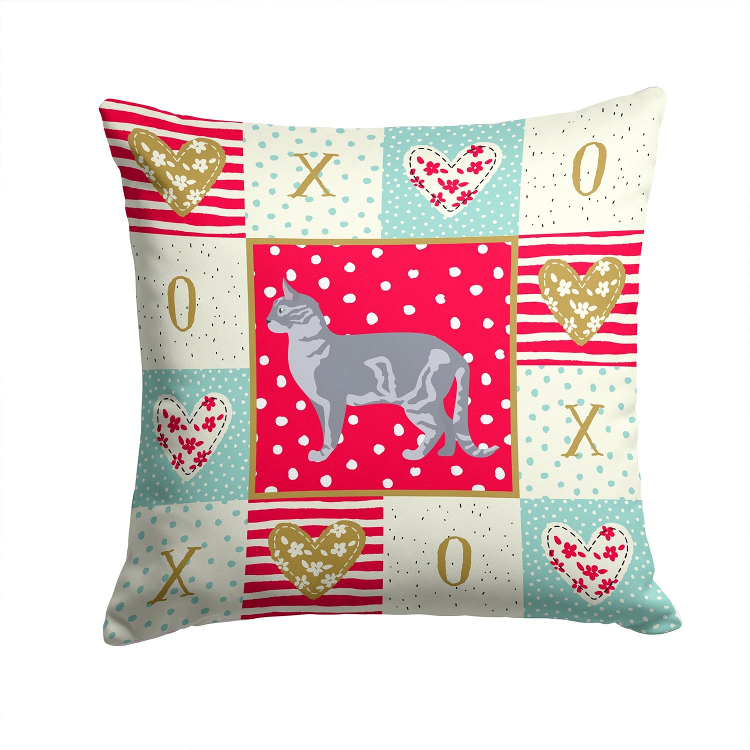 Australian Mist #2 Cat Love Decorative Throw Pillow 14x14 Indoor Outdoor Accent Cushion, Fabric Cover with Insert for Sofa, Bed, Porch & Living Room