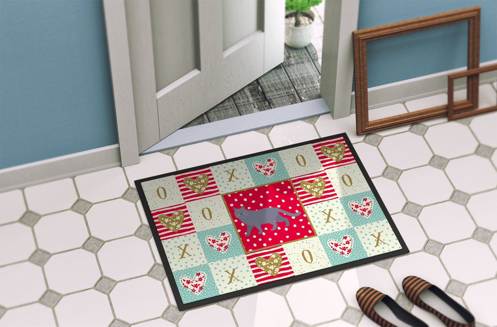 British Shorthair #1 Cat Love Doormat Indoor Outdoor 18H X 27W Front Door Mat Rugs for Entryway, Non Slip Washable