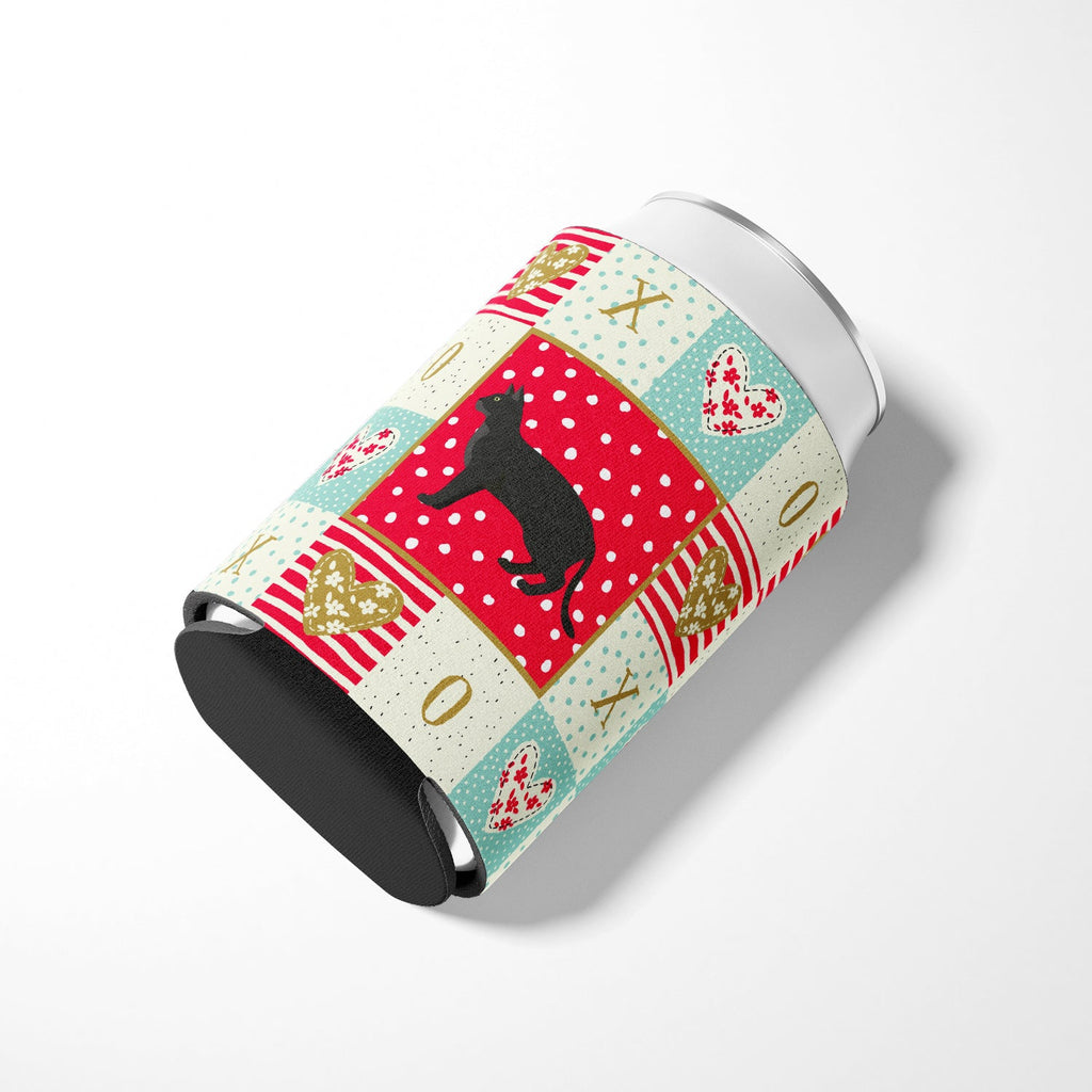 Chausie Black Cat Love Can or Bottle Hugger Cooler Sleeve for Standard 12 oz Cans, Insulated Foam Beer & Soda Can Hugger Reusable