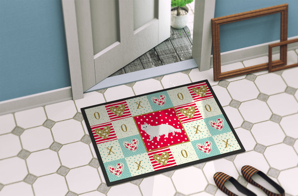 Chinchilla Persian Longhair Cat Love Doormat Indoor Outdoor 24H X 36W Front Door Mat Rugs for Entryway, Non Slip Washable Low Pile,